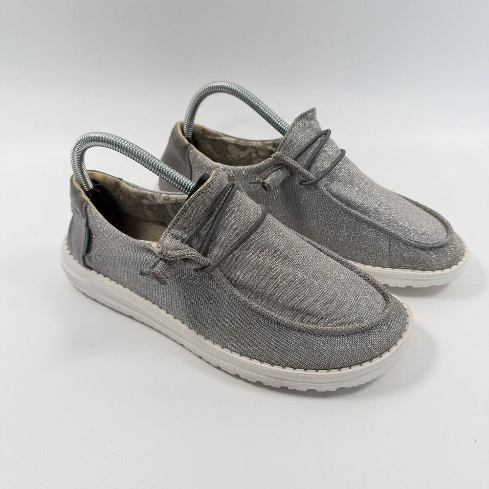 Hey Dude Wendy Stretch Sparkling Gray Slip On Loafers Shoes Size 9 - Picture 2 of 9